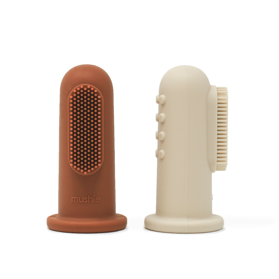 Mushie baby toothbrush sand clay