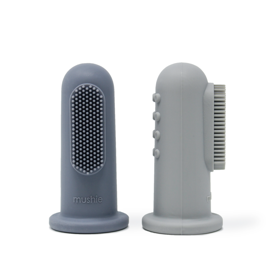 Mushie baby toothbrush tradewinds stone