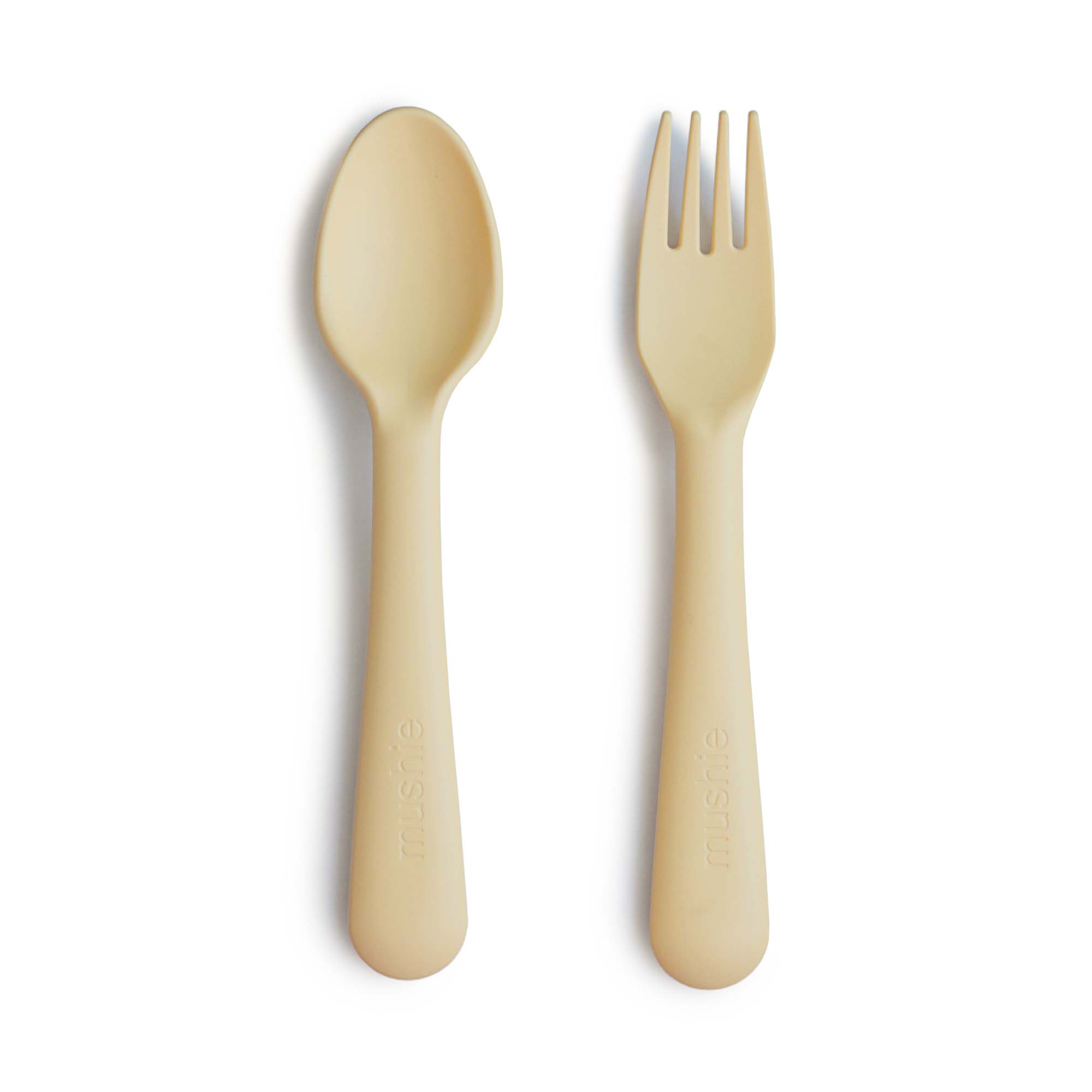 Mushie cutlery set pale daffodil