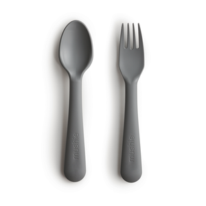 Mushie cutlery set smoke