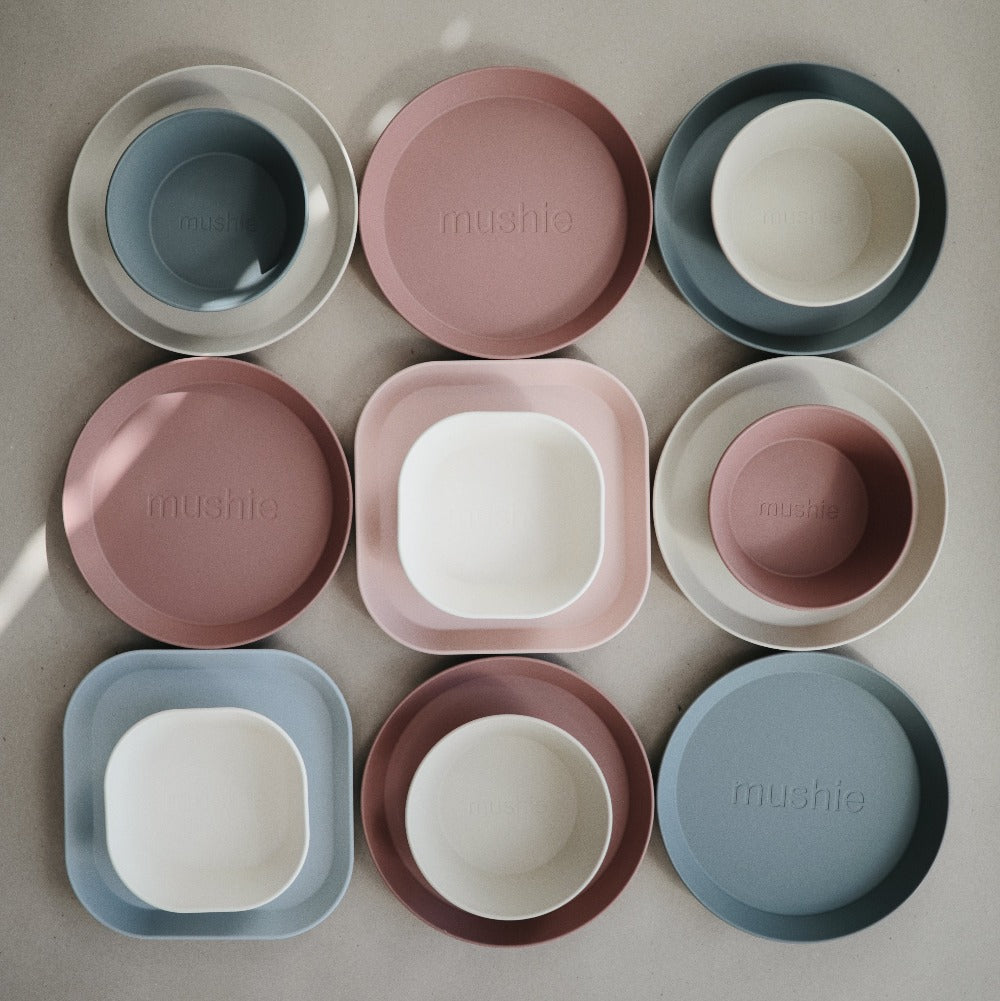 Mushie plates blush