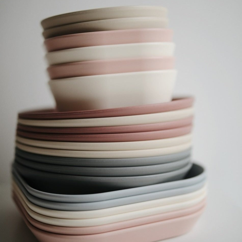 Mushie plates blush