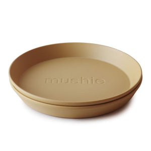 Mushie plates mustard