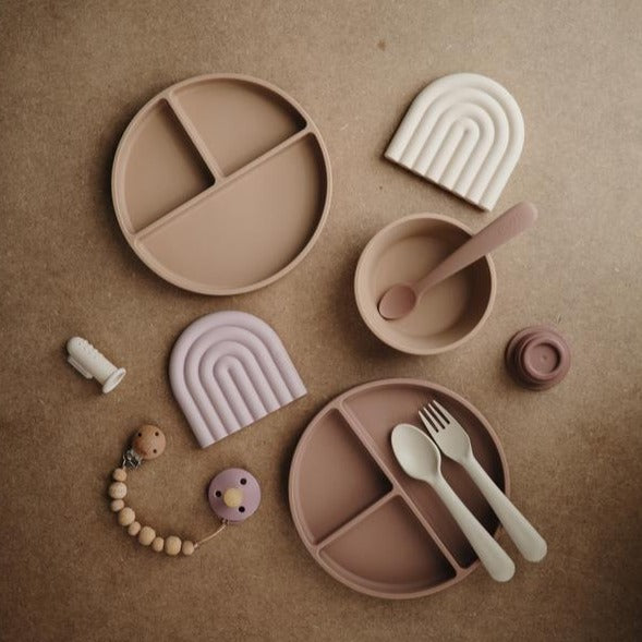 Mushie silicone plate blush 100% siliconen