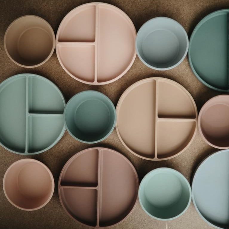 Mushie silicone plate cambridge blue 100% siliconen