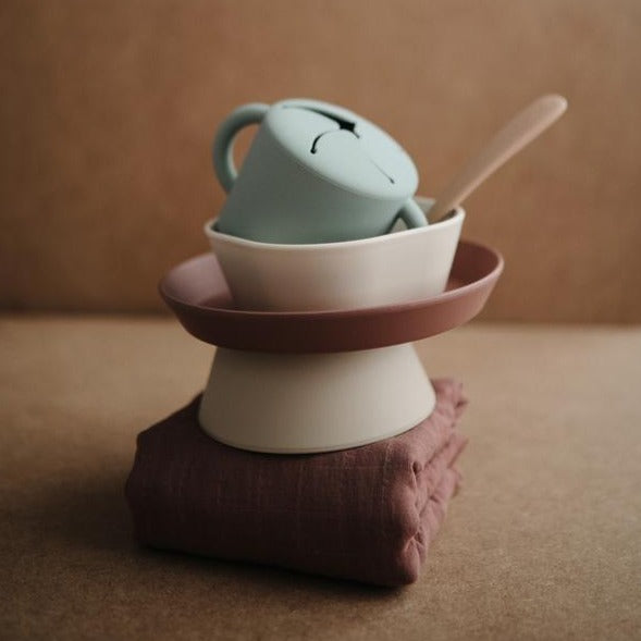 Mushie silicone bowl cloudy mauve 100% siliconen