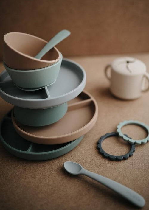 Mushie silicone bowl stone