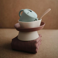 Mushie silicone bowl stone