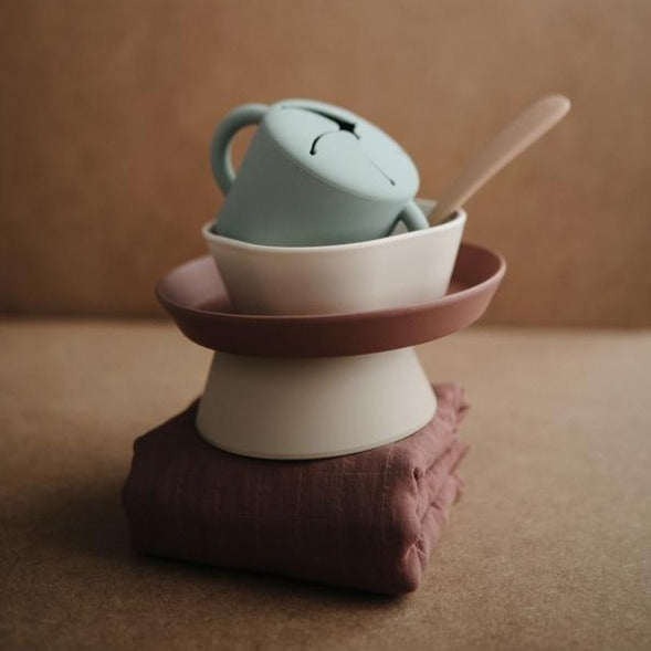 Mushie silicone bowl stone