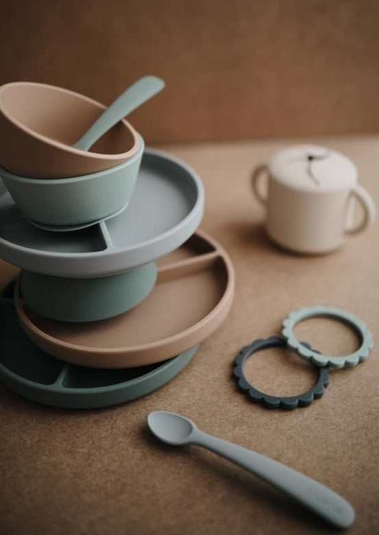 Mushie silicone bowl thyme green 100% siliconen