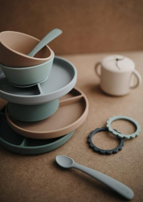 Mushie silicone bowl thyme green