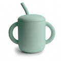 Mushie silicone sippy cup with ears cambridge blue