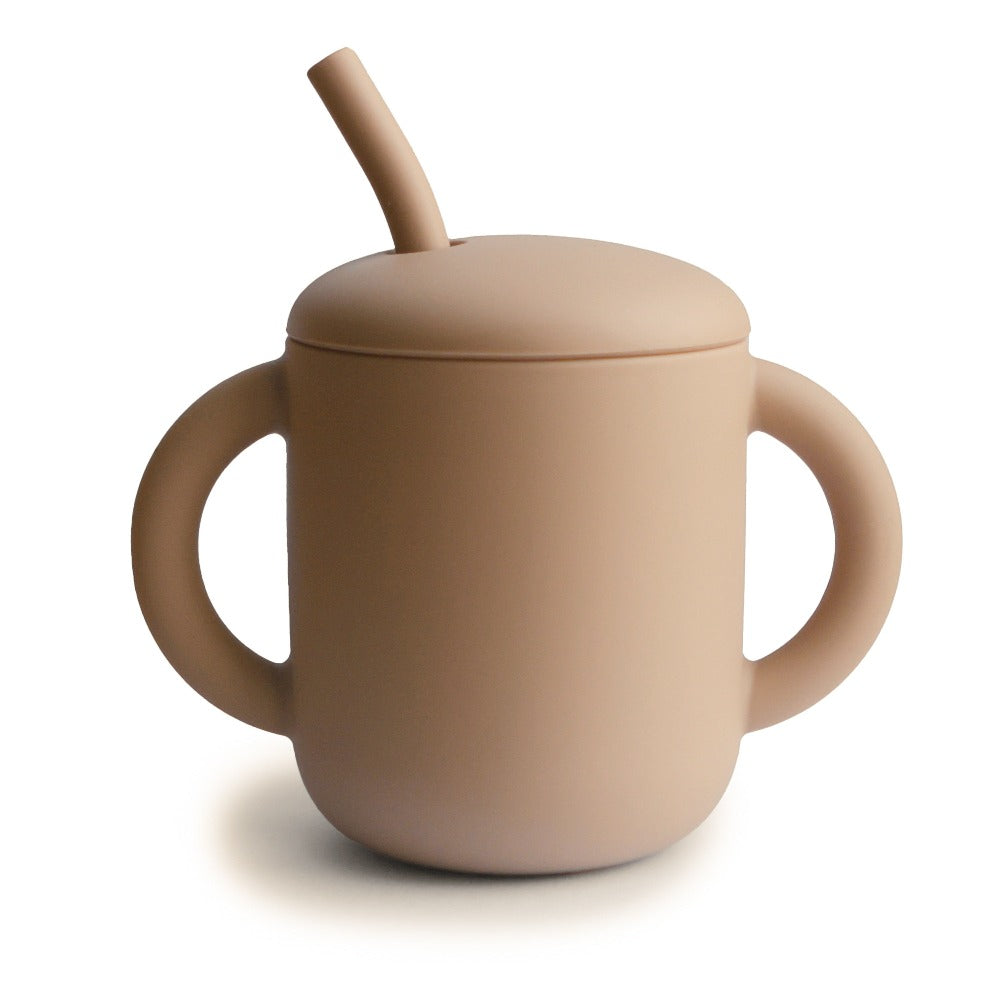 Mushie silicone sippy cup with ears natural