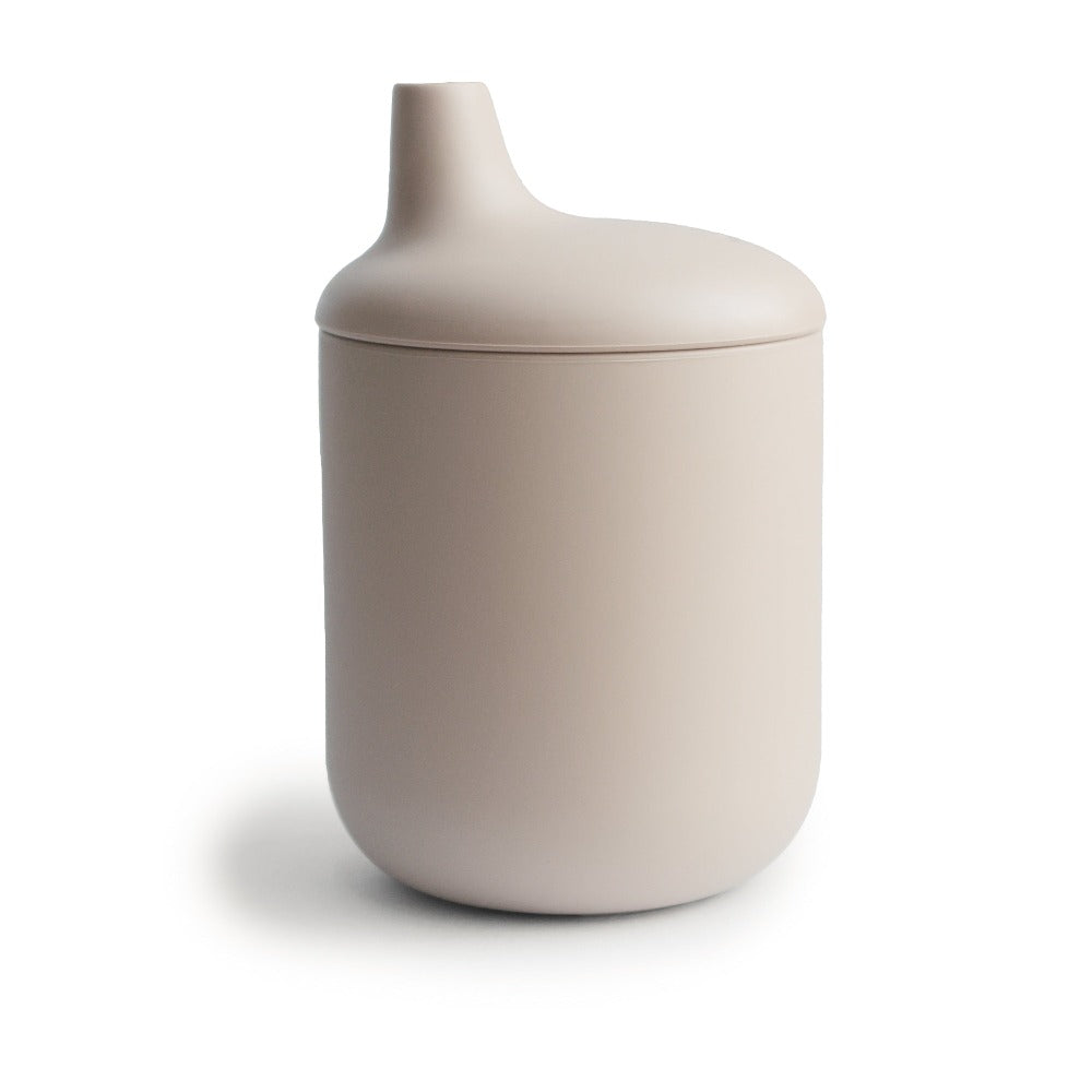 Mushie silicone spout cup shifting sand