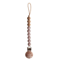 Mushie pacifier clip Eva blush wood