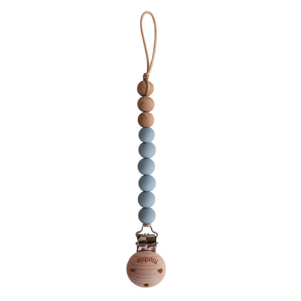 Mushie pacifier clip Eva cloud wood