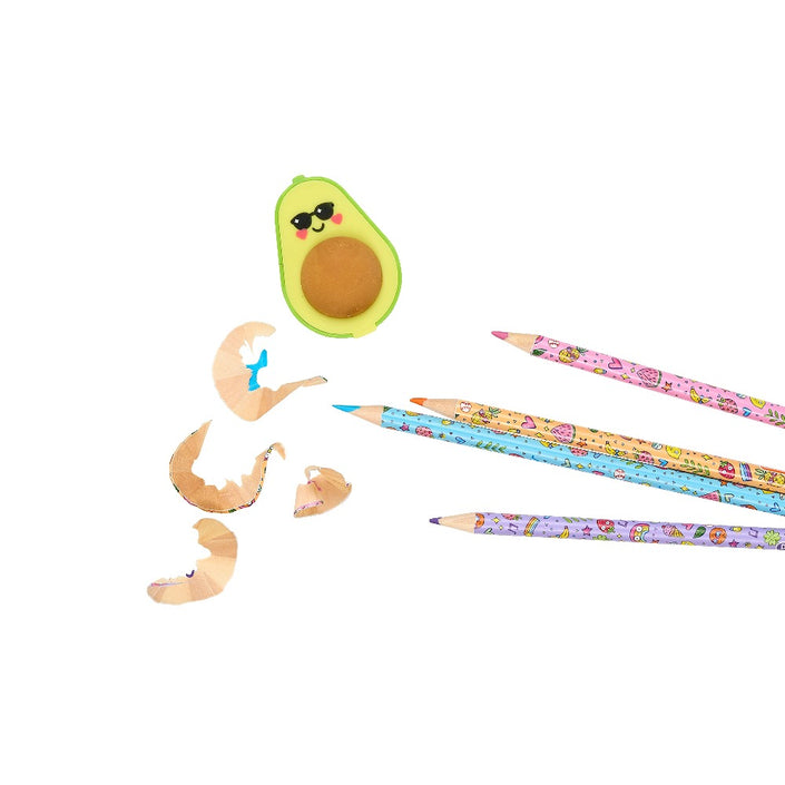 OOLY erasers + pencil sharpener avocado 6 yrs+