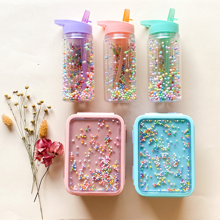 Petit Monkey drinking bottle macaron popsicles coral