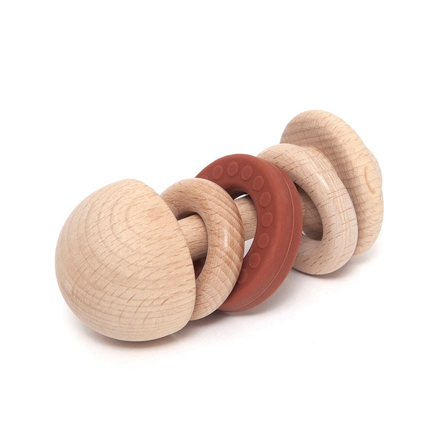 Buy Petit Monkey wooden rattle backed clay 0 yrs+