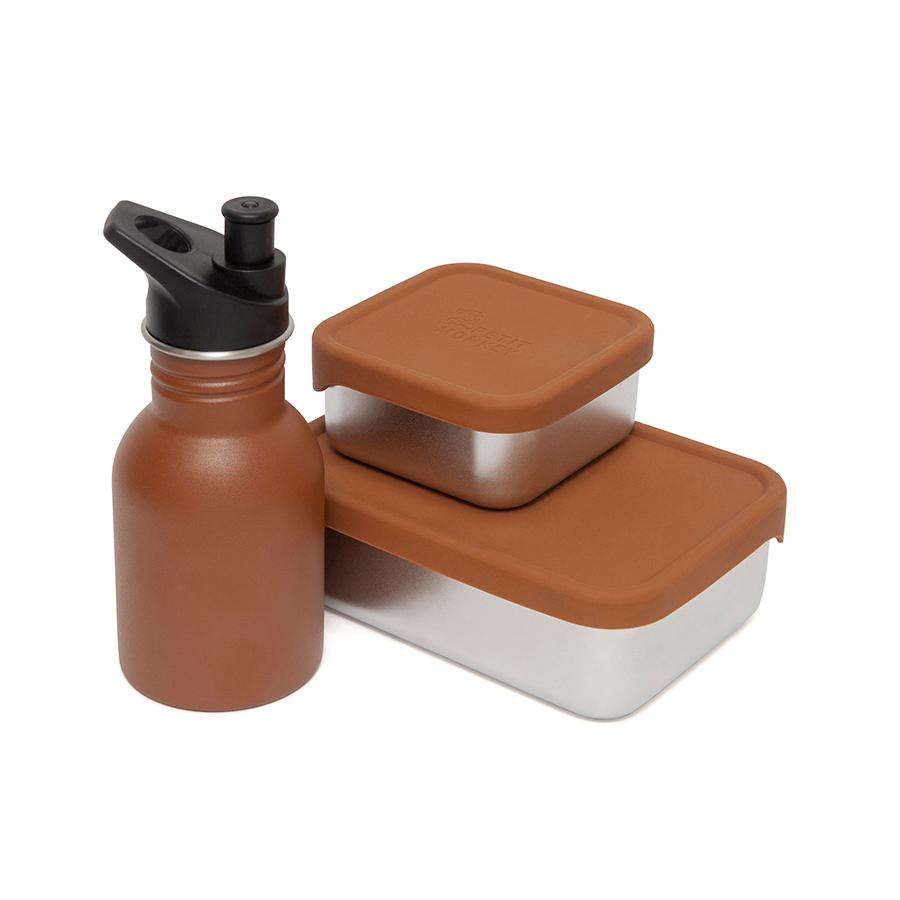 Petit Monkey lunch box stainless steel Riley baked clay 17x13 RVS stainless steel + LFGB silicone
