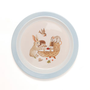 Petit Monkey melamine plate animal cradle blue