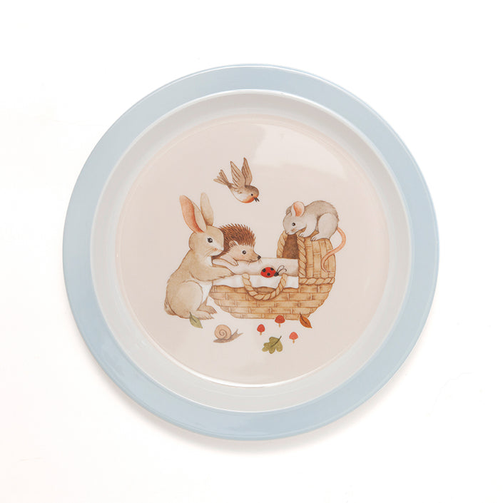 Petit Monkey melamine plate animal cradle blue