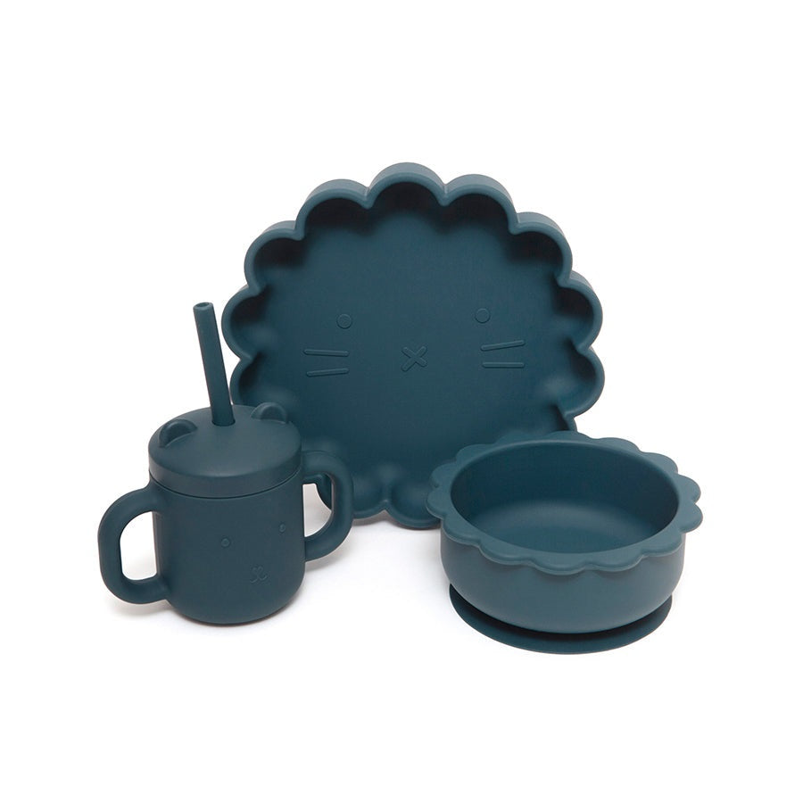 Petit Monkey silicone bowl lion balsam blue