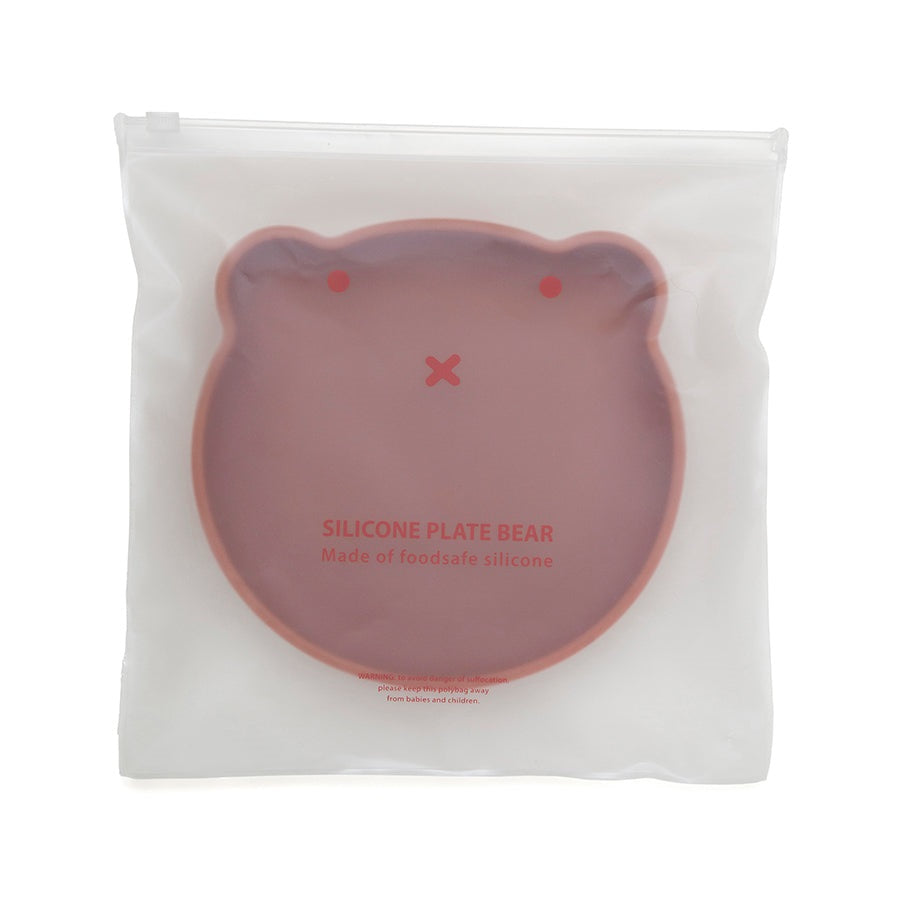 Petit Monkey silicone plate bear mahogany rose 100% LFGB siliconen