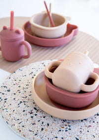 Petit Monkey silicone plate bear mahogany rose