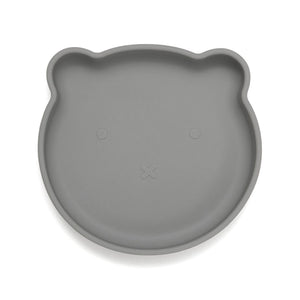 Petit Monkey silicone plate bear pewter green