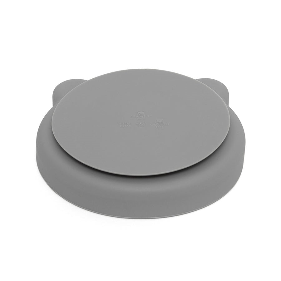 Petit Monkey silicone plate bear pewter green