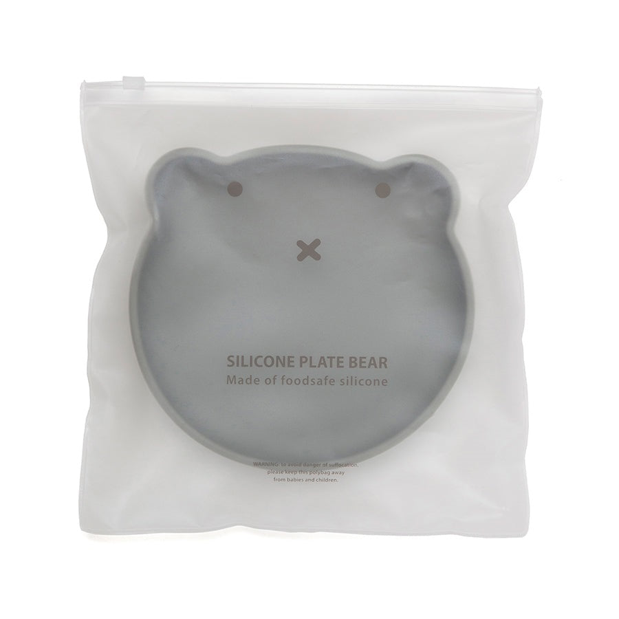 Petit Monkey silicone plate bear pewter green
