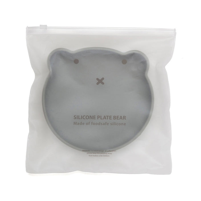 Petit Monkey silicone plate bear pewter green