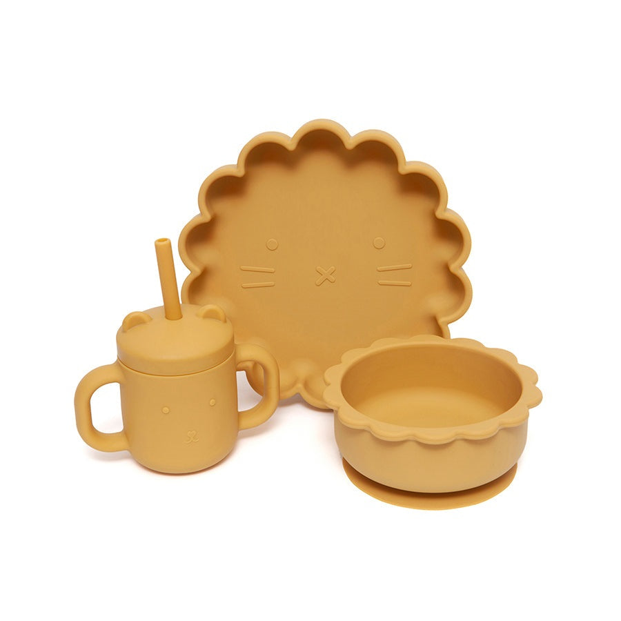 Petit Monkey silicone plate lion ocher