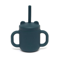 Petit Monkey silicone sippy cup with ears balsam blue