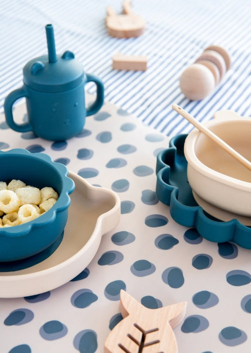 Petit Monkey silicone sippy cup with ears balsam blue