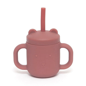 Petit Monkey silicone sippy cup with ears mahogany rose