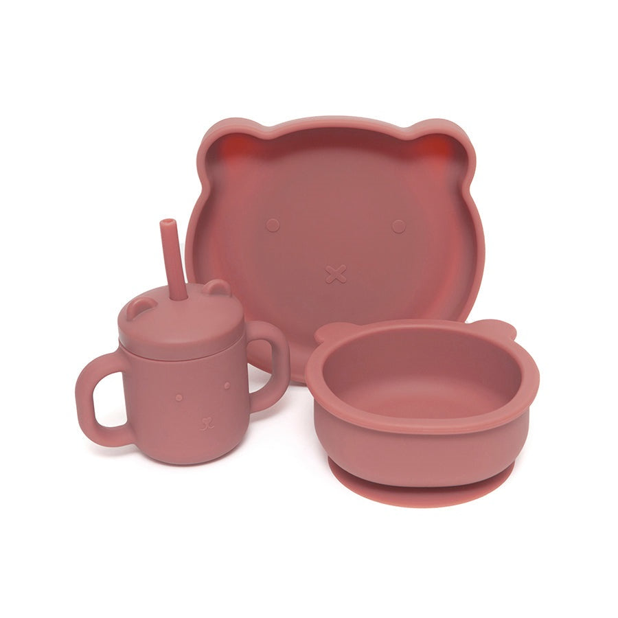 Petit Monkey silicone sippy cup with ears mahogany rose