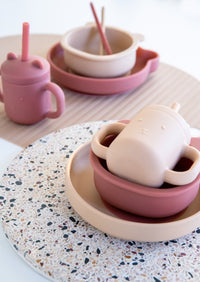 Petit Monkey silicone sippy cup with ears mahogany rose