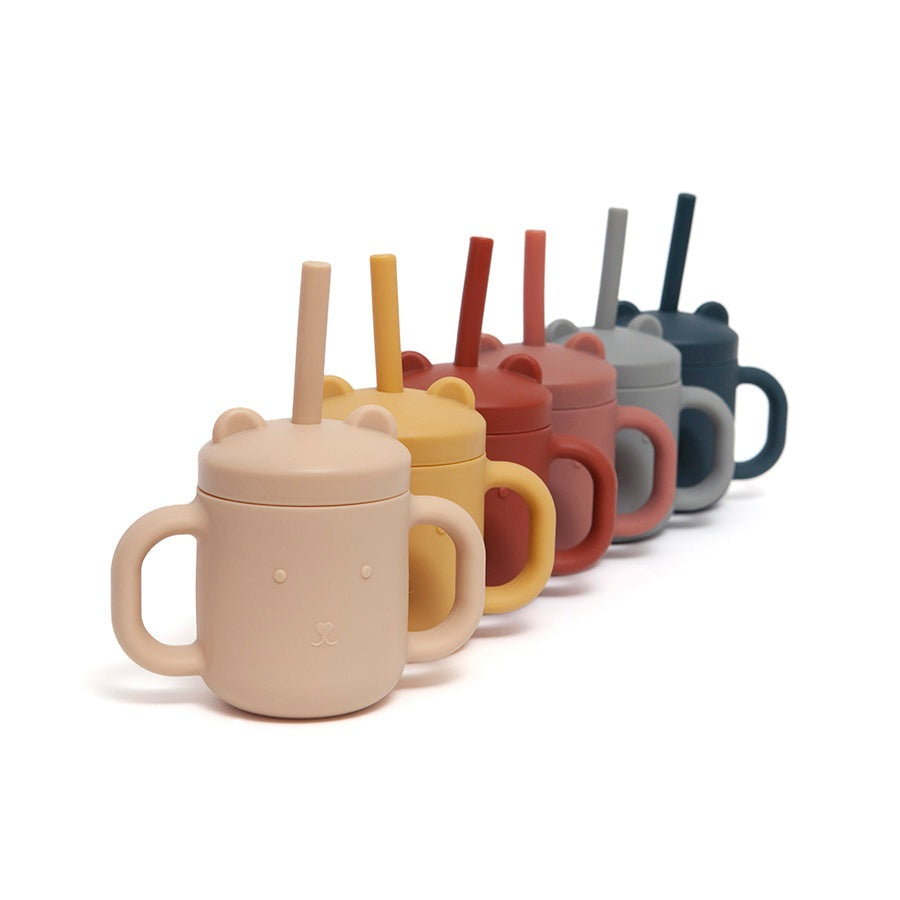 Petit Monkey silicone sippy cup with ears mahogany rose