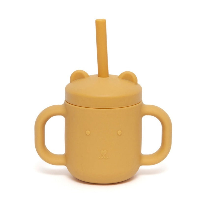 Petit Monkey silicone sippy cup with ears ocher