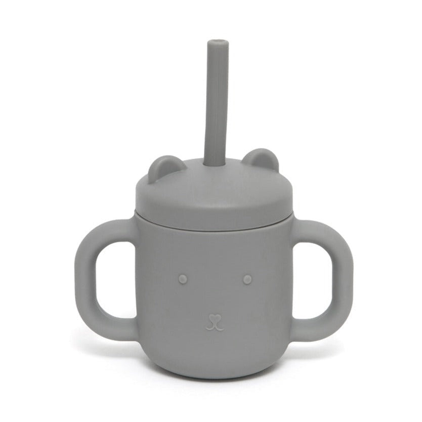 Petit Monkey silicone sippy cup with ears pewter green