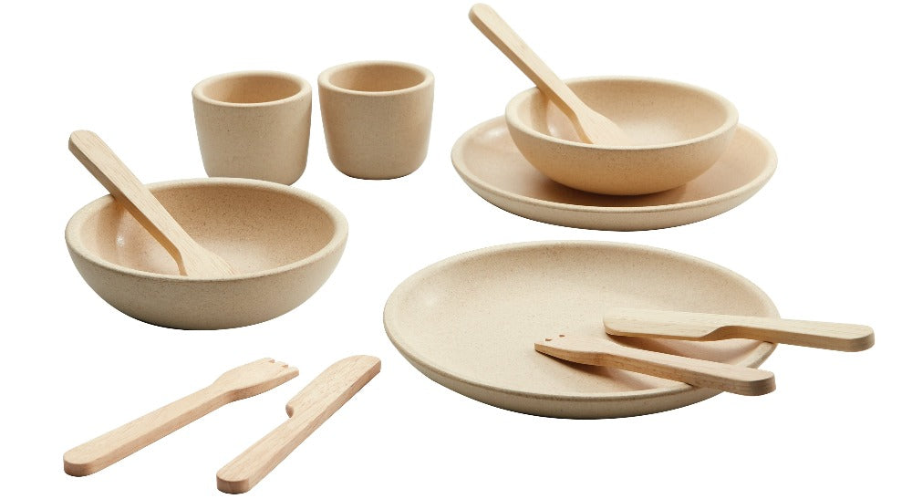 Plan Toys children's tableware + cutlery natural 2 yrs+