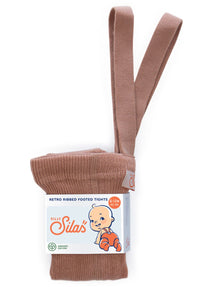 Silly Silas tights with feet cotton light brown 3-6 m