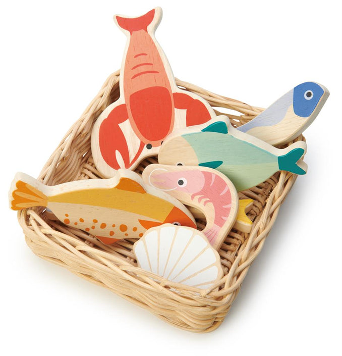 Tender Leaf Toys basket with seafood 3yrs+