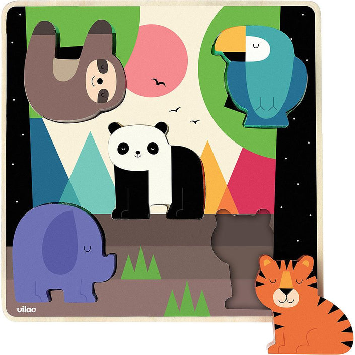 VILAC puzzle with sound jungle 5 pcs / 18 m+