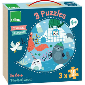 VILAC puzzles animals of the world 4 yrs+ / 3 x 16 pcs