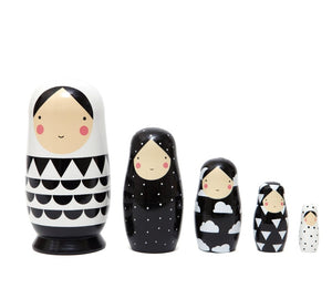 Petit Monkey nesting dolls black and white