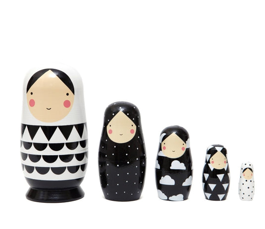Petit Monkey nesting dolls black and white