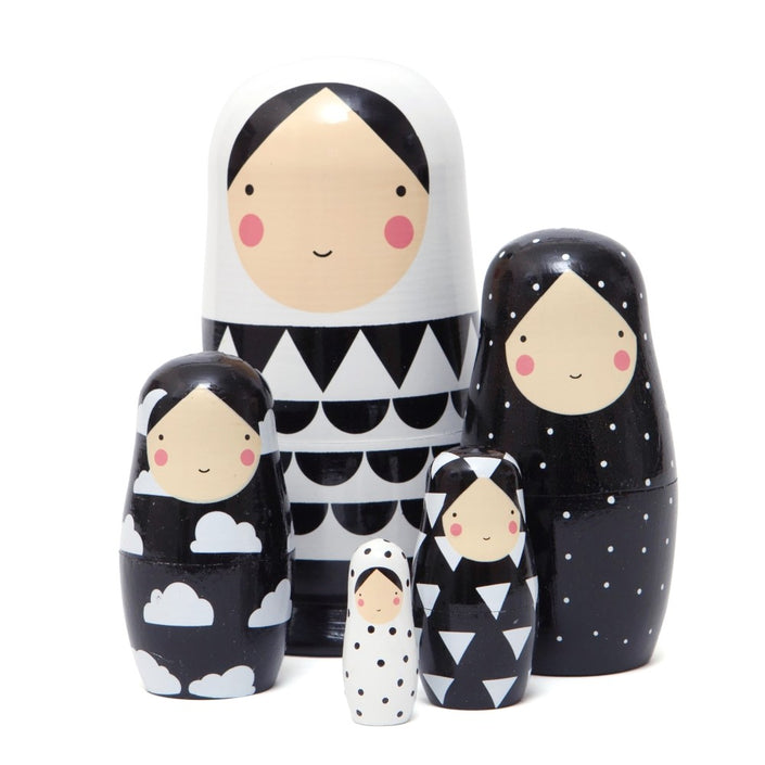 Petit Monkey nesting dolls black and white